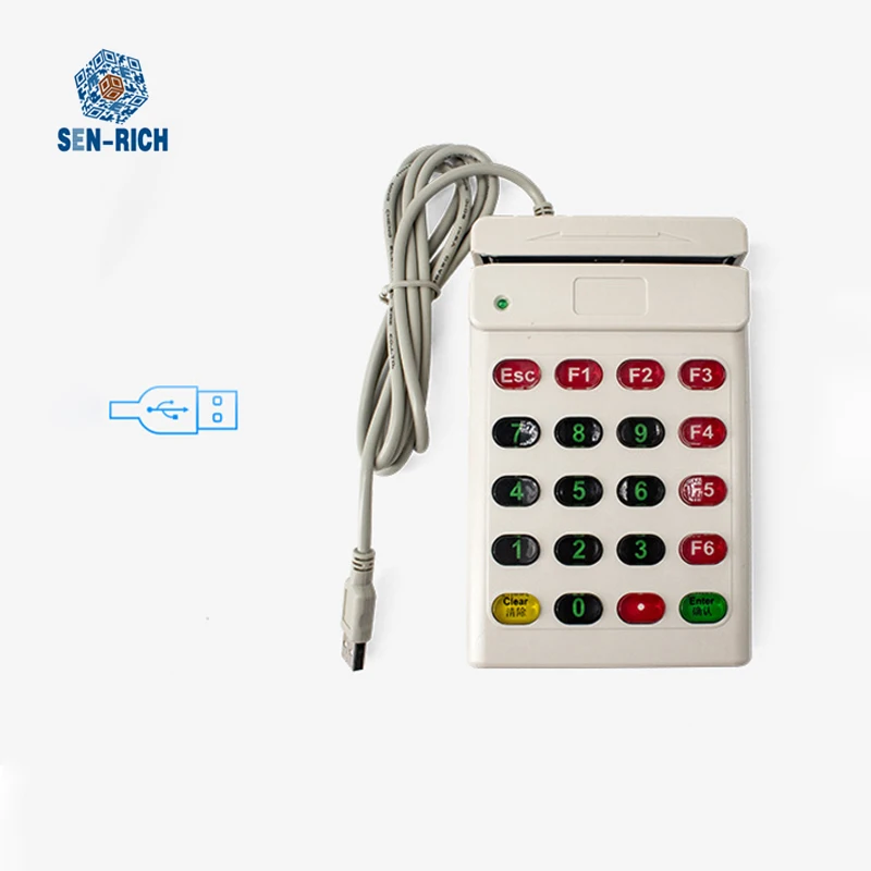 

USB Считыватель магнитных карт с клавиатурой POS MSR кардридер plug and play ISO7811-7815 SEN700