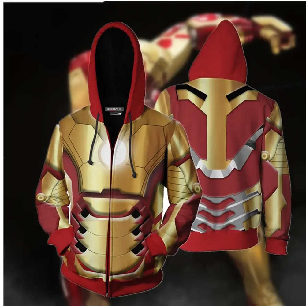 Фильм Super hero Железный человек Тони Толстовка Stark карнавальный костюм 3D Куртка с