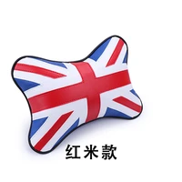 car neck pillow pu leather head support protector red union jack flag backrest cervical spine cushion easy install and clean