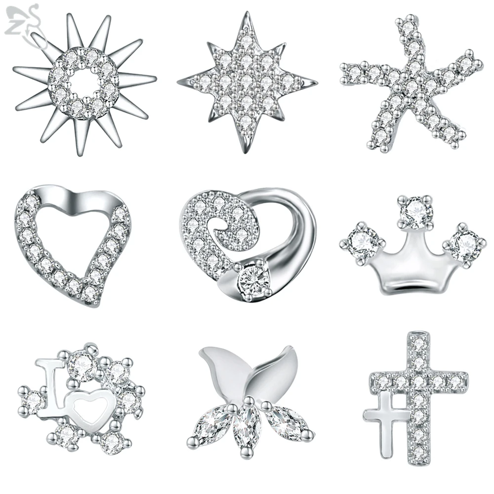 ZS 2 шт./лот Настоящее серебро 925 пробы серьги гвоздики для женщин и девочек милые в