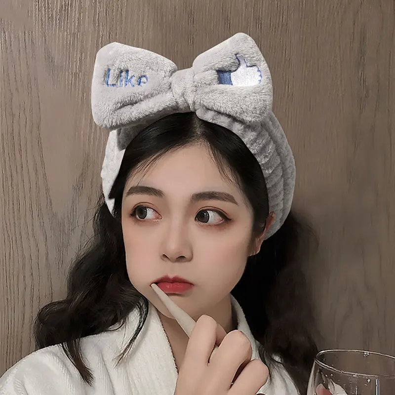 

Soft Plush Hairband Wash Face Bow Makeup Headbands Girls Elastic Holder Hair Strap Cute Bands Ears Turban Hair Accessories 2021