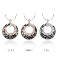 new vintage circle pendant necklace european personality snake chain crystal women necklace pendant statement jewelry bijoux