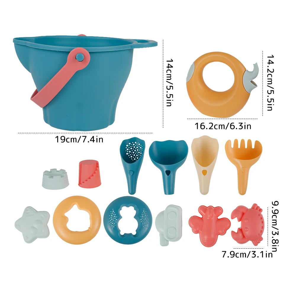 

Children Beach Toys 14 Pcs Kit Baby Summer Digging Sand Tool with Shovel Water Game Play Outdoor Toy Set Sandbox for Boys Girls