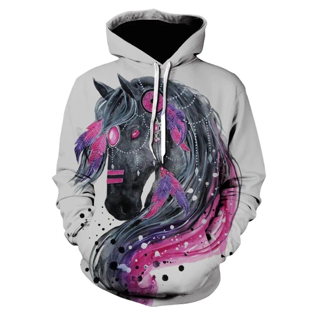 

2021 New Spring and Autumn Children Ladies Hooded Sweatshirt Sweatshirt 3D Animal Print Fashion Cool Streetwear Casual Top