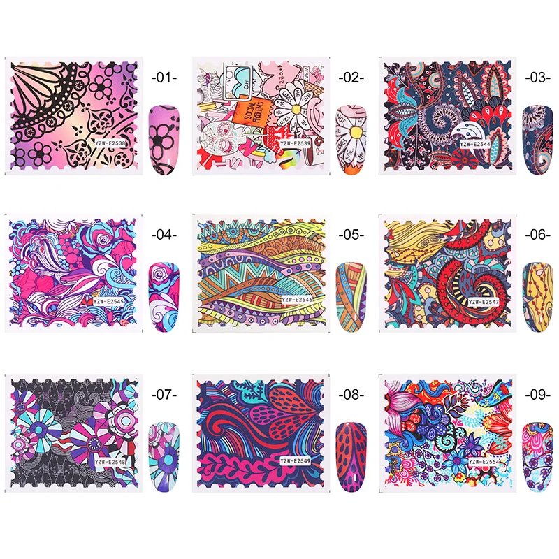 1 Лист наклейки для ногтей дизайн штампов полный стикер переноса воды DIY