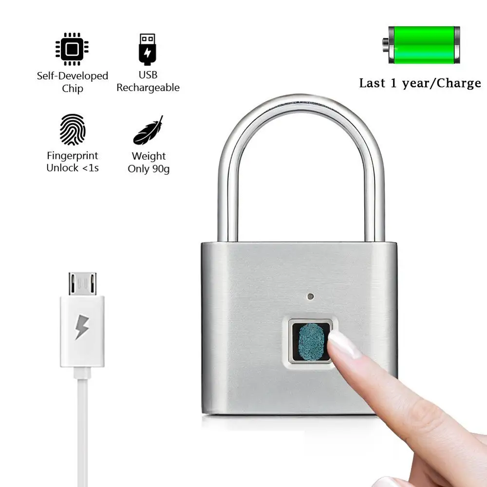 Новый Перезаряжаемый USB БЕСКЛЮЧЕВОЙ умный дверной замок с отпечатком пальца