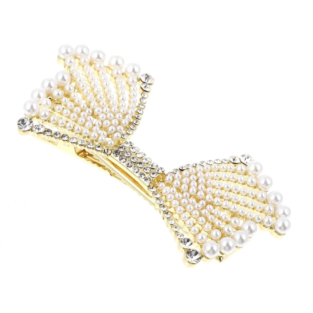 

1pc Bowknot Pearl Hair Clamp Fashion Hairpin Headdress Girl Hair Clip