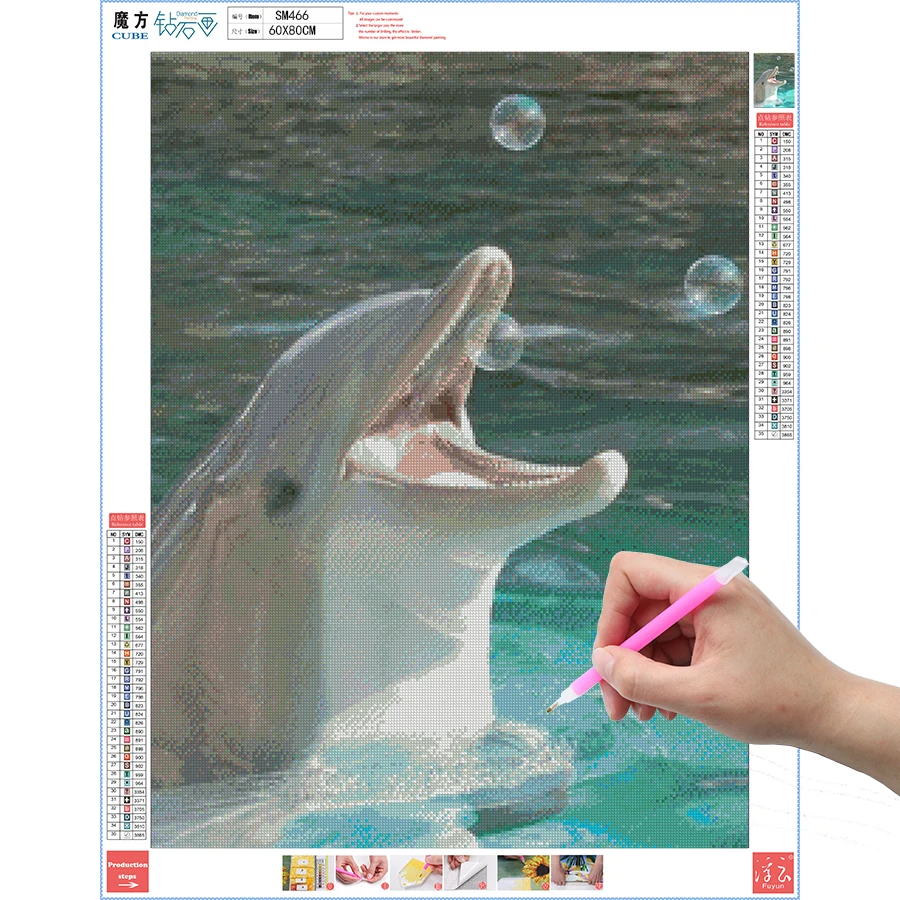 

100% Full 5D Diy Daimond Painting Dolphin 3D Diamond Painting Round Rhinestones Full Diamant Painting Embroidery