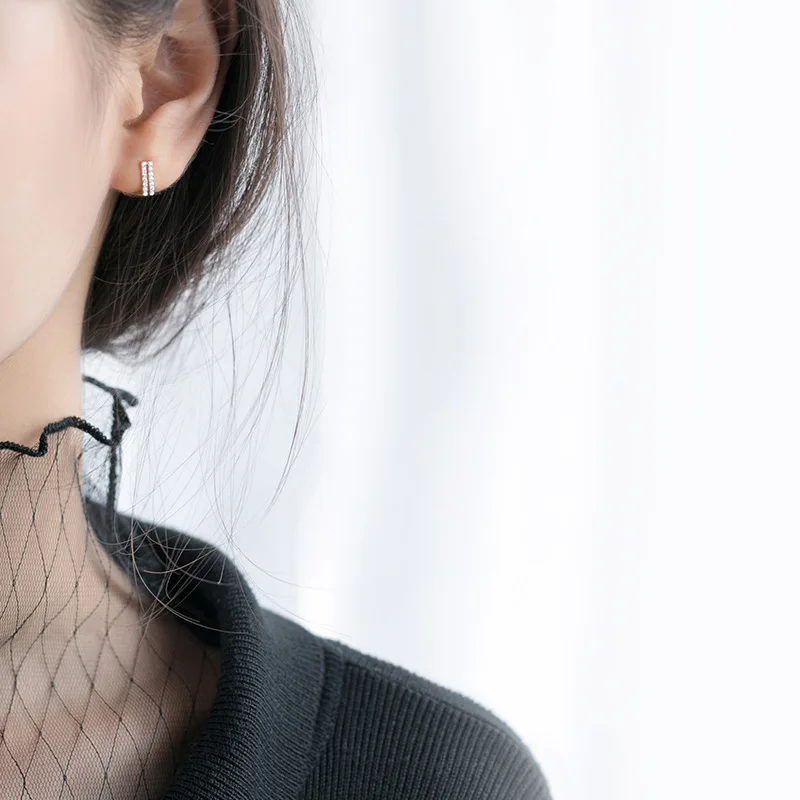 100% Стерлинговое Серебро 925 пробы минимализм двухслойные квадратные хрустальные