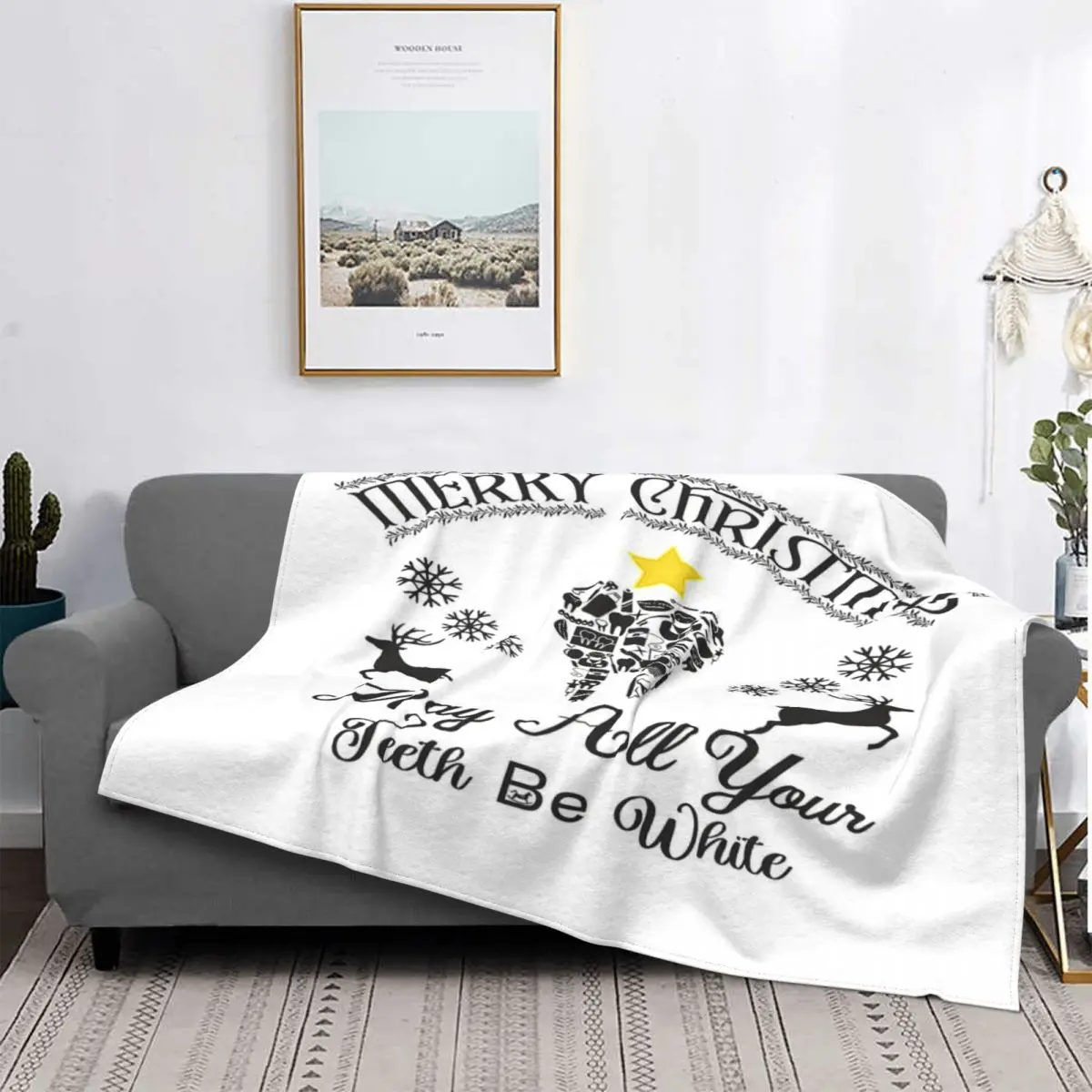 

Manta divertida de Navidad para dentistas, colcha de cama a cuadros, Kawaii, 2 unidades