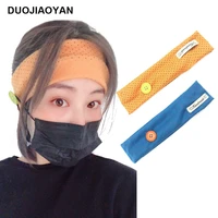 duojiaoyan new print headband with button girls women prevent tightness hair accessories female sports polka dot hairband