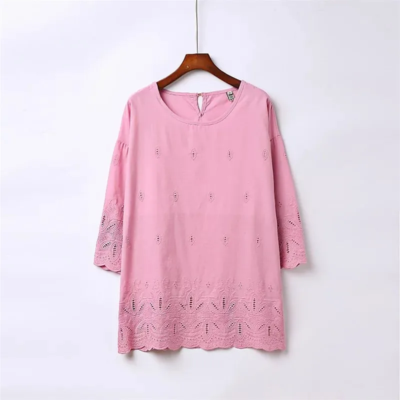 3XL-6XL Модные женские футболки больших размеров, свободные хлопковые футболки с круглым вырезом и принтом, топы с рукавом три четверти, Vetement Femme