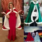 Великобритания Рождество Косплей мантия Красный Бархат Санта-Клаус роскошный плащ пушистый плащ