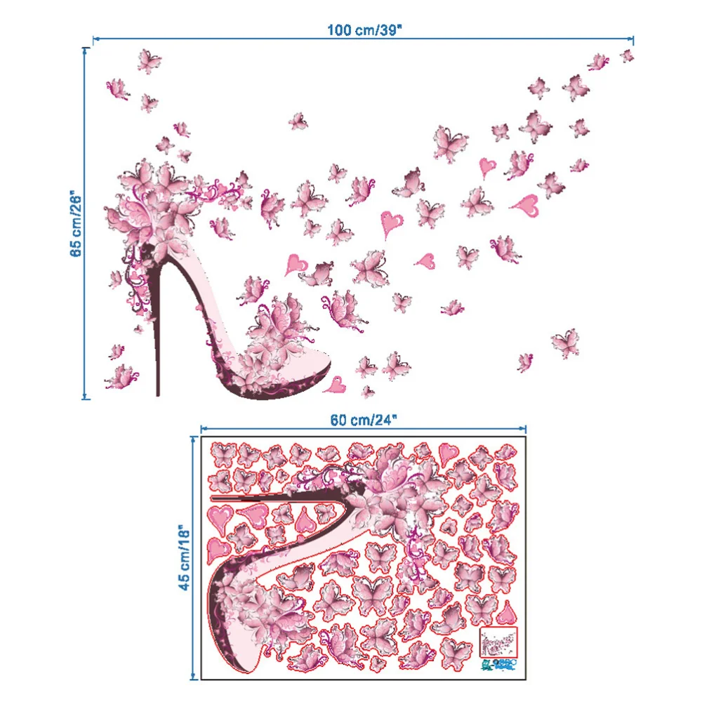 

2pcs Beautiful High Heel Wall Sticker Creative Wall Paste Decal for Home