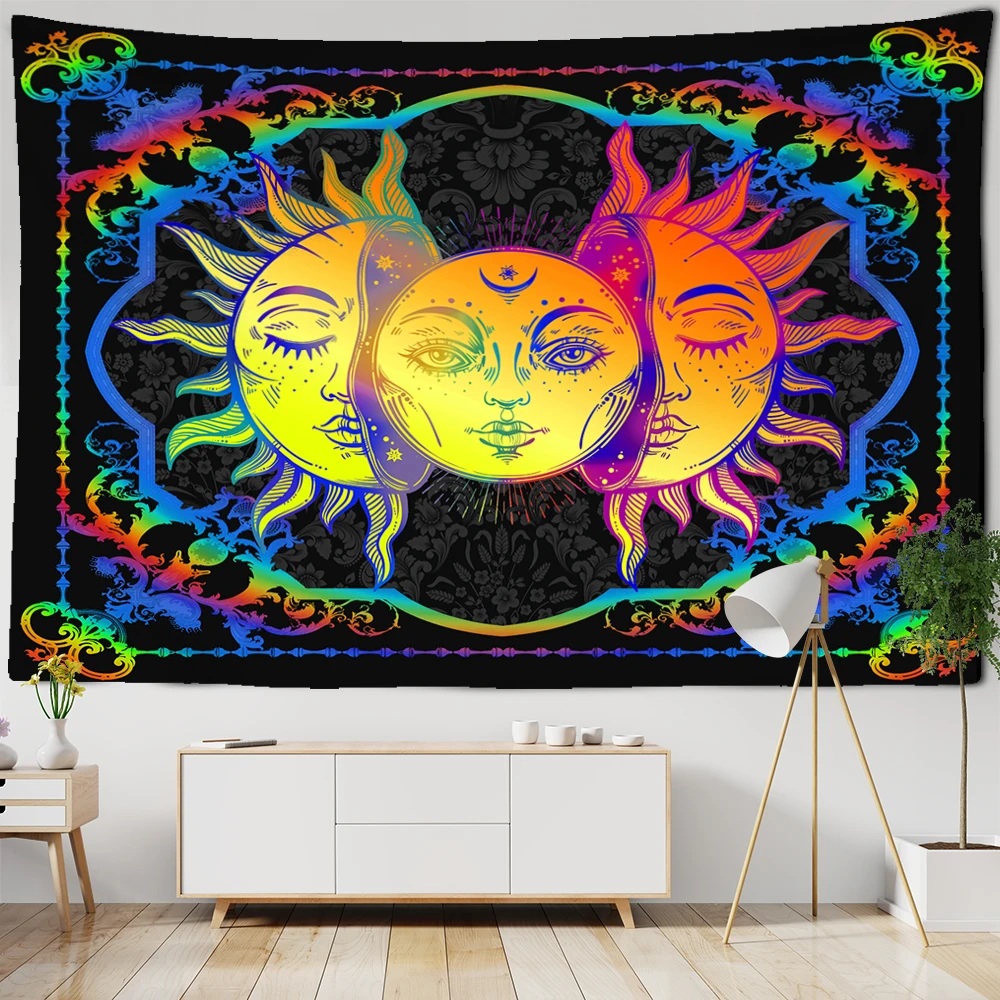 Floral Lune Noir Tapisserie Tentures tapisseries murales sorcellerie butterfuly F7X9 