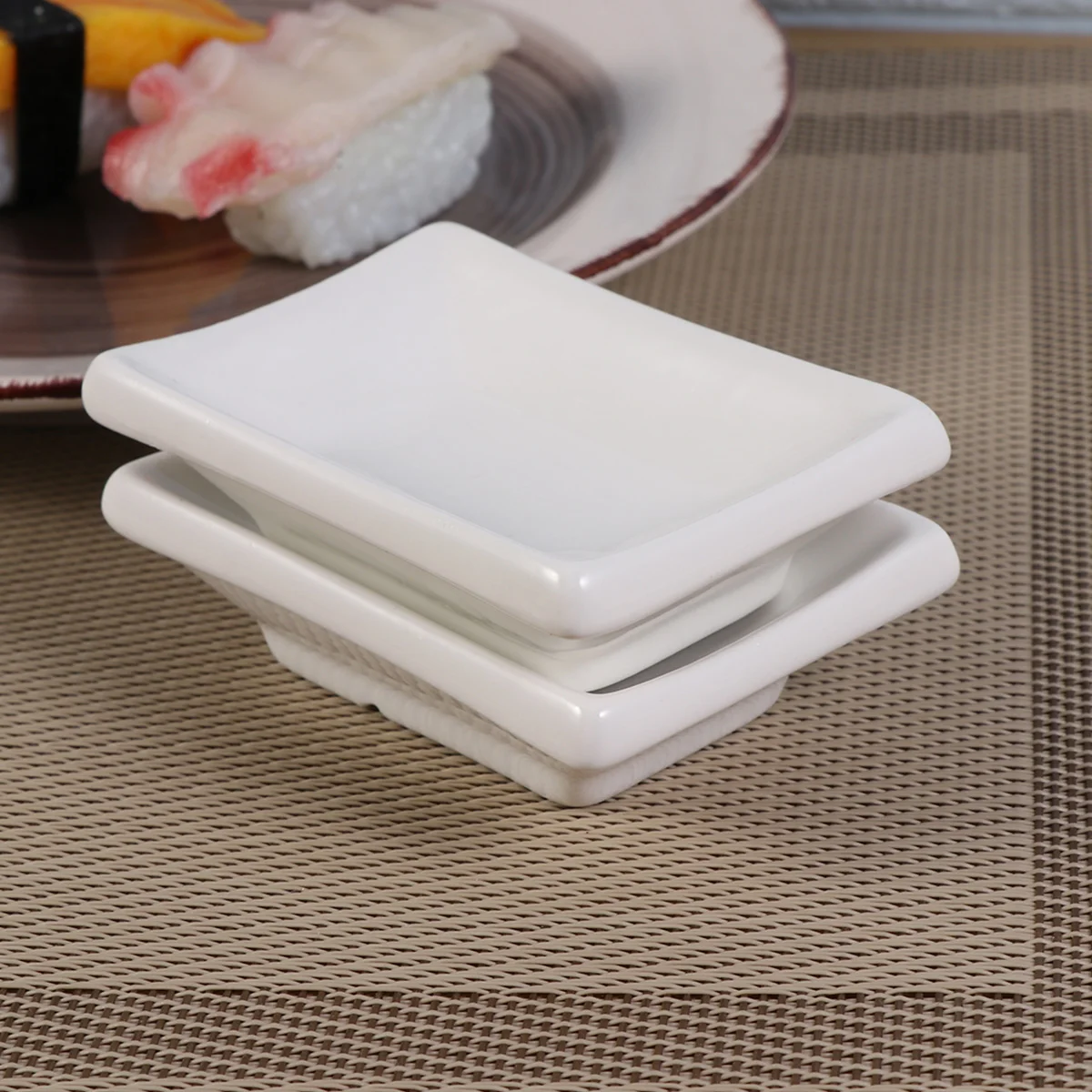 

4PCS 3inch Ceramic Sauce Dishes Rectangular Sauce Fruit Dessert Plates Food Dipping Bowls Appetizer Plates