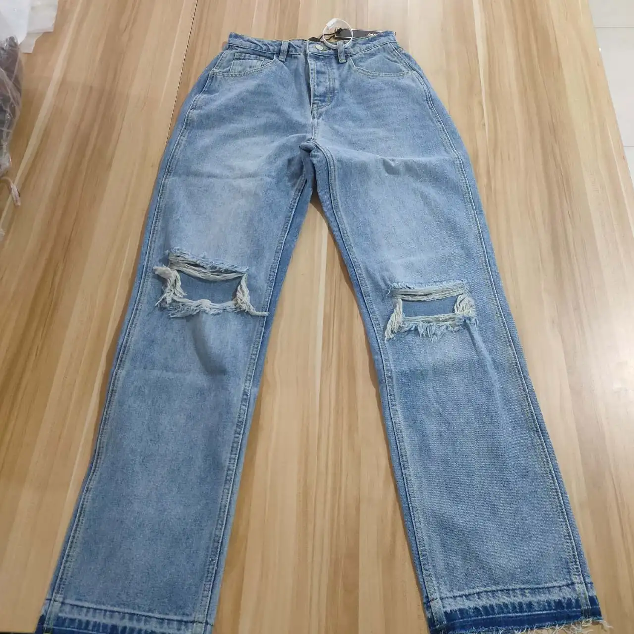 DEAT 2021 new spring and fashion high waist knee broken tassels full length denim pants female jeans WN50405L