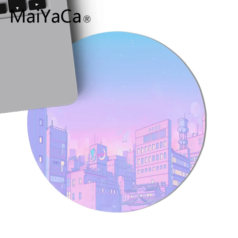 Розовый Аниме Луна Пейзаж эстетика Искусство Коврик для мыши игровой коврик