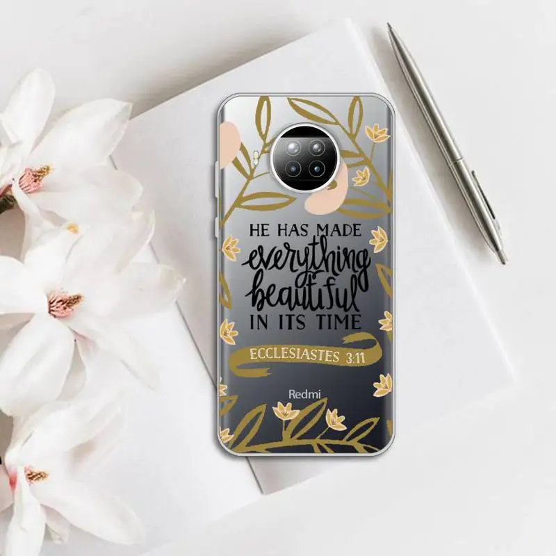 

Jesus Bible Quotes Phone Case Transparent for Xiaomi mi Redmi note 10 t 8 9 pro lite 11 Samsung S 8 9 10 20
