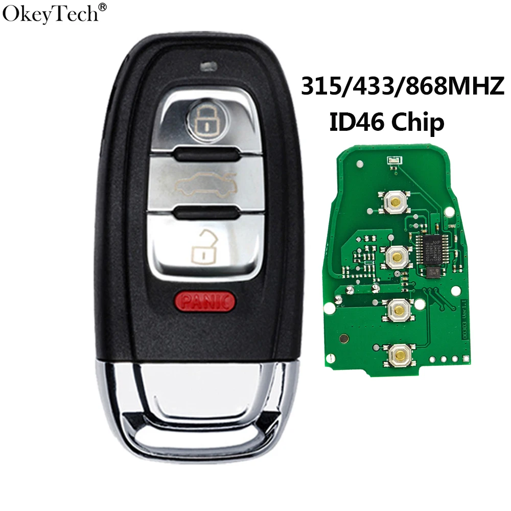 Умный ключ Okeytech с бесключевым входом для Audi RS6 RS7 A3 A4 A5 A6 B5 B6 B8 C6 C7 8P Q5 4 кнопки 315/433/868