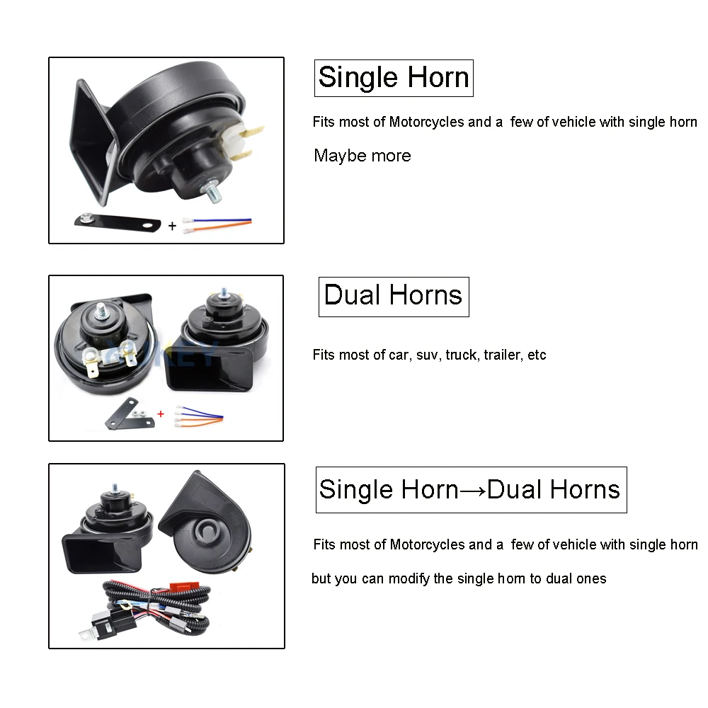 410 Гц двухшаговый Универсальный Гудок с улиткой реле Жгут проводов 12 В 510 дБ