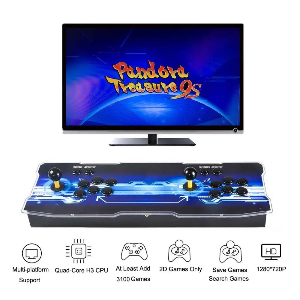 3D Pandora 7 2327 в 1 аркадная видеоигра консоль 1920x1080 Full HD 2 игрока аркадная машина Поддержка TF карты, чтобы добавить больше игр - Цвет: Black Blue