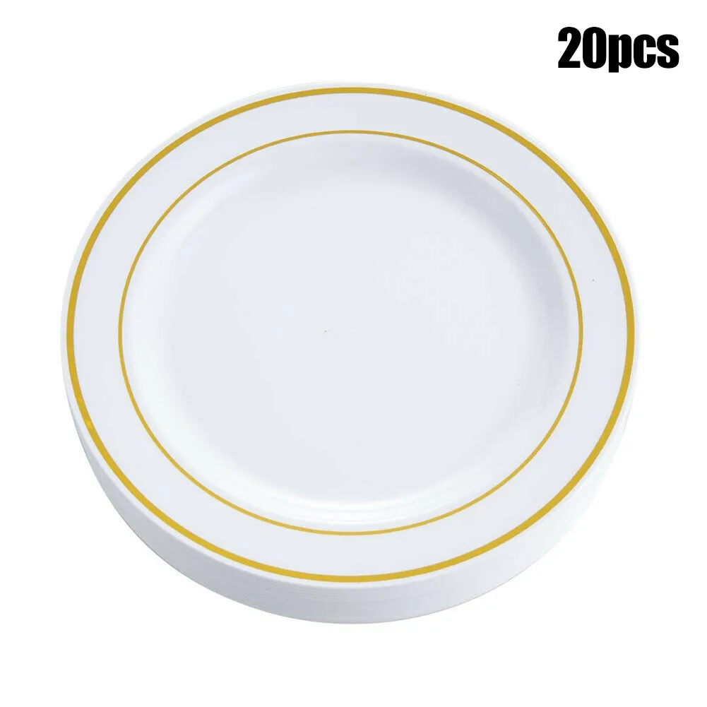 

Decor Dinner Tableware Home Multi-use Party With Gold Border Hard Wearing