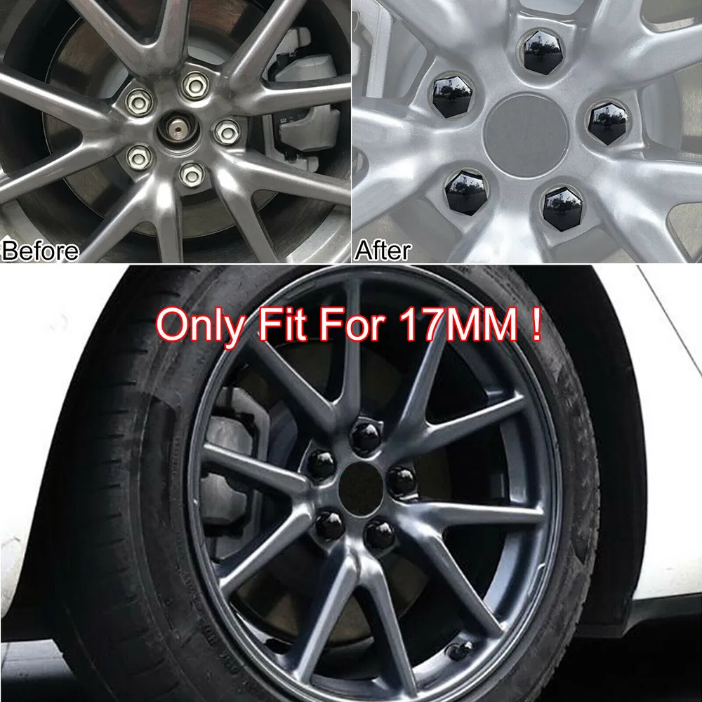 

24pcs 17MM Car Black Wheel Cap Covers Wheel Nuts Bolt Trims Studs Plugs Auto Exterior Parts For Opel BMW Benz