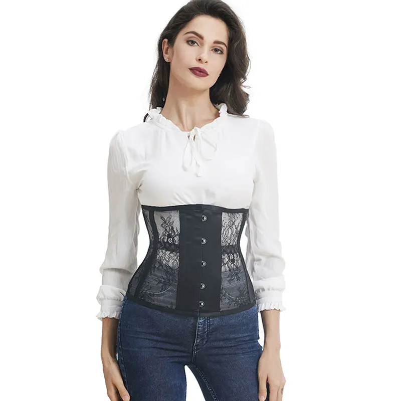 Черный цветочный кружевной корсет Corzzet сексуальный женский для талии бюстье в