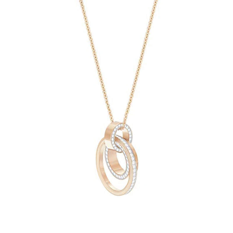 

SWA Fashion New Hollow Out Pendant Necklace Rose Gold Round Crystal Ladies Jewelry Send Girlfriend Romantic