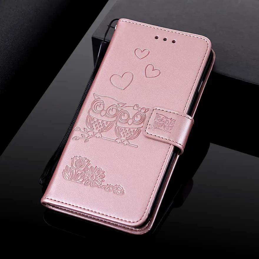Luxury PU Leather Flip Case For Huawei Honor 9 Lite 3D Owl Emboss Wallet Cover Capa Phone | Мобильные телефоны и