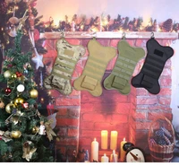 hanging tactical bone shape christmas stocking bag for dog pets with molle webbing and patch holder hunting magazine pouches