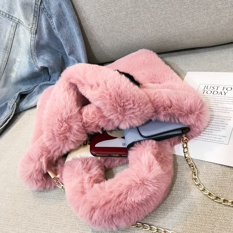 Женская мягкая сумка через плечо из искусственного меха |