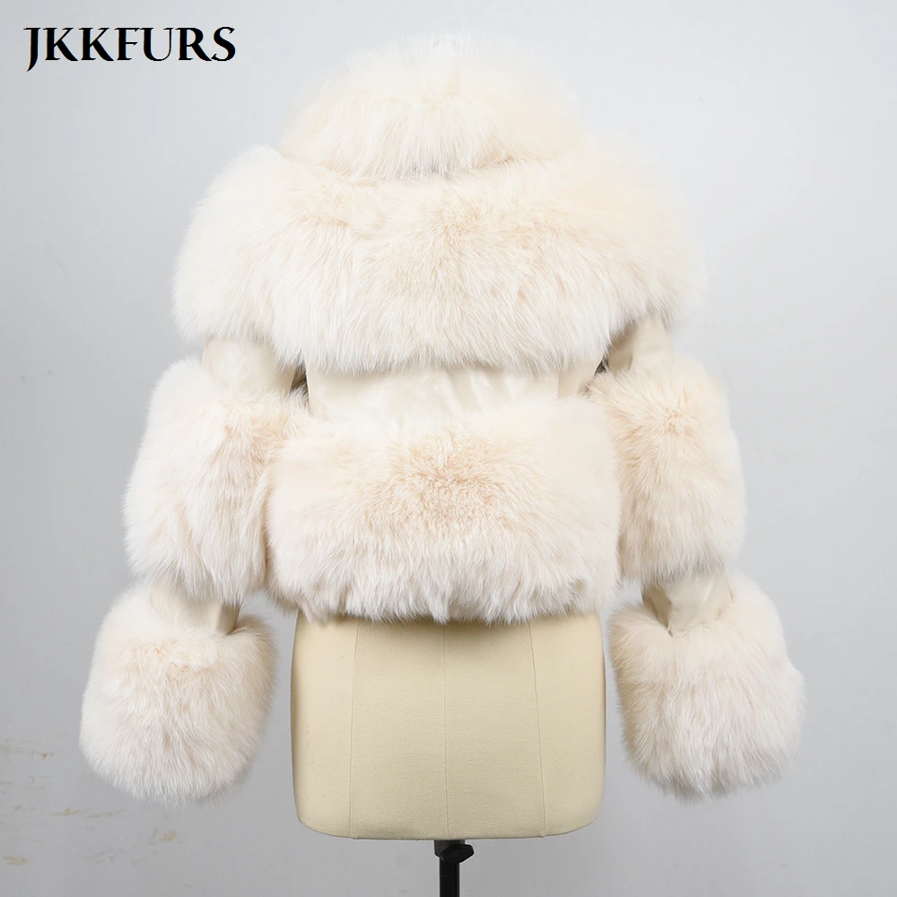 

Women's Winter Warm Fur Coat Fashion Real Fox Fur Jacket Thick Fur Outerwear Fluffy Fur Outerwear Genuine Leather S7861