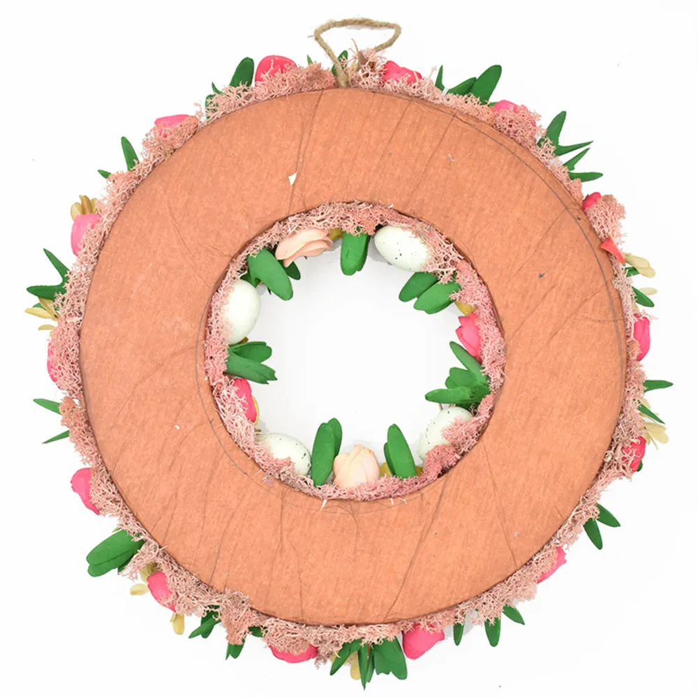 

Flower Simulation Wreath Artificial Wreaths Eggs Garland Easter PVC Home Wall Party Supply 36x36x9cm Hanging Hanger Decor