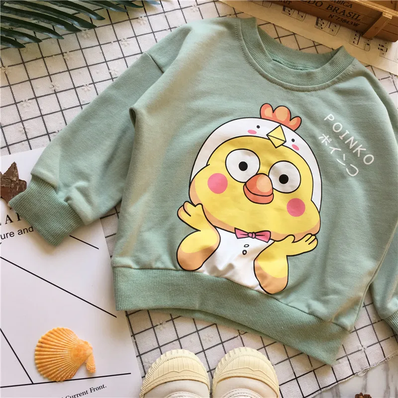 Tonytaobaby осенняя одежда новый стиль детский зеленый милый свитшот из чистого