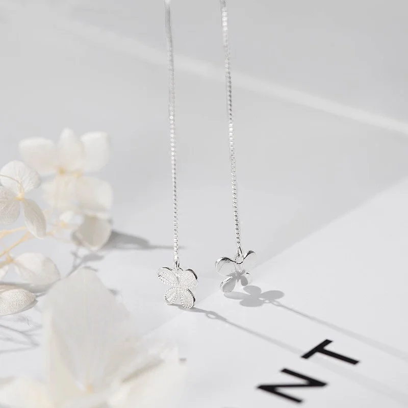 Женские серьги подвески с длинными кисточками серебряного цвета S925 в