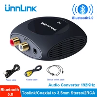 unnlink 192khz dac digital to analog audio converter bluetooth 5 0 decoder spdif toslink coaxial to analog 3 5mm 2rca for tv