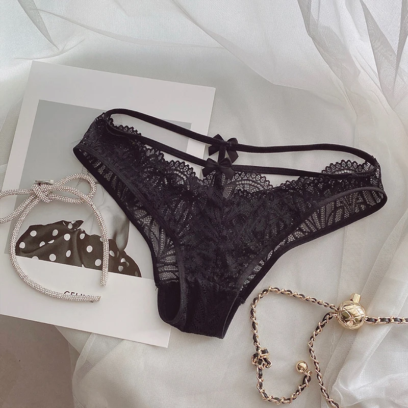 

Women Sexy Underpants Lace Transparent Seduction Low Waist Briefs Thong Hollowed-Out Comfort Purity Interest Lingerie Femme