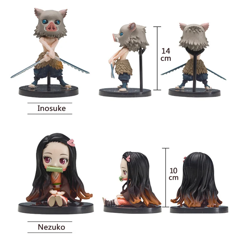 14 см рассекающий демонов Nezuko Zenitsu Tanjirou Giyuu Inosuke Q Ver. Экшн Фигурки игрушки Kimetsu no Yaiba
