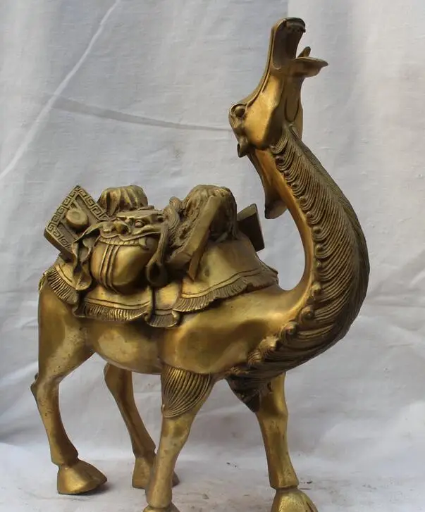 Details about 12&quot China Chinese Folk Fengshui Brass Auspicious Camel Llama Move Baggage Statue | Statues &amp Sculptures