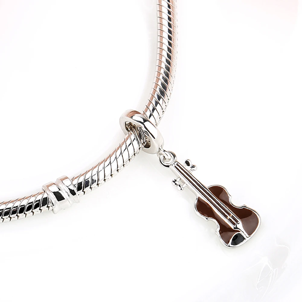 Silver Galaxy Music Instrument Violin Pendant Beads For Women Bracelet Fit Pandora Charms 925 Original Fashion Jewelry|fashion beads|beads