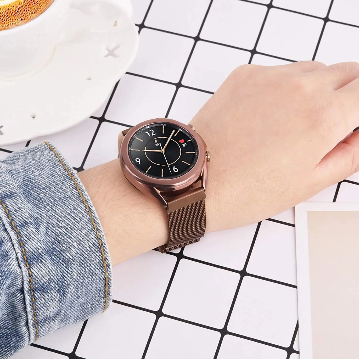 Ремешок для Samsung Galaxy watch 4/classic/46 мм/42 мм/Active 2 Gear S3 Frontier магнитный браслет Huawei GT/2/3/Pro 20