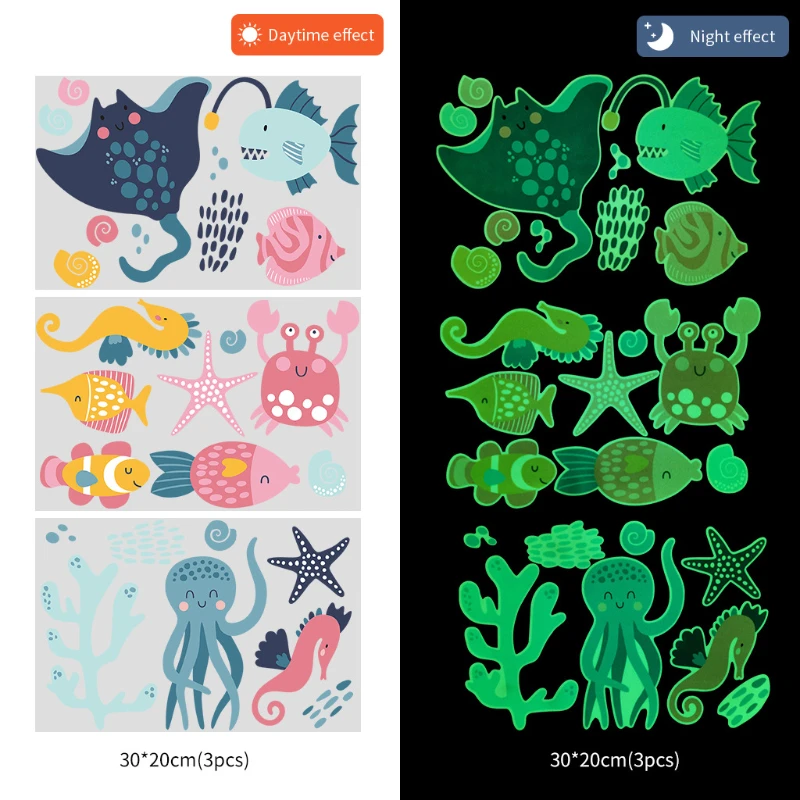 

Underwater World Glow In Dark Luminous Fluorescent Vinyl Wall Sticker Home Decor Decals Wallpaper Decorative Festival Kids Room