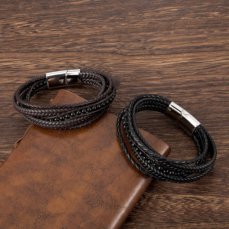 Браслет мужской из натурального камня браслет ручной работы нержавеющей стали с