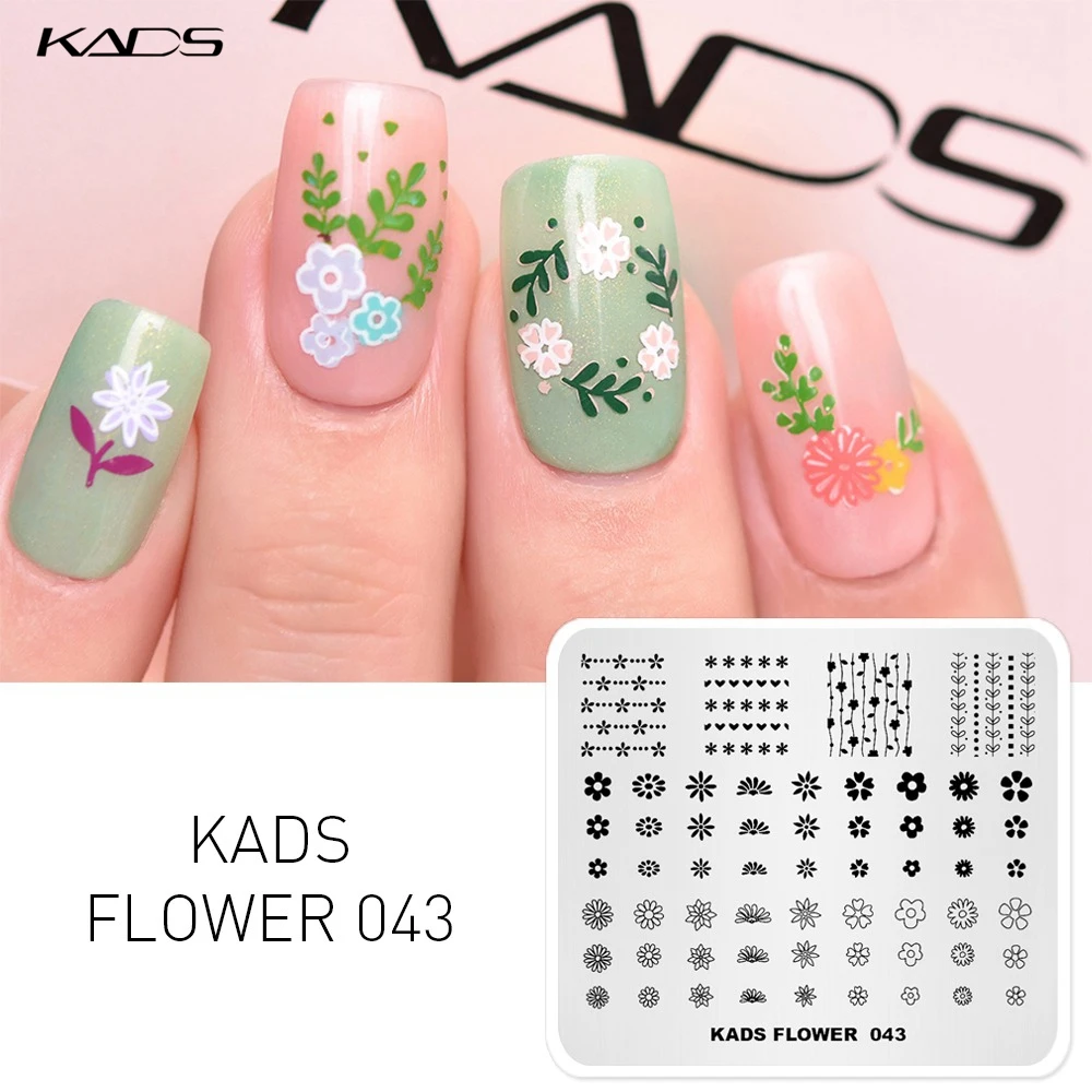 KADS цветок 043 цветок тема простой дизайн художественный штамп с изображением для ногтей шаблон штамповочных плит инструменты изображения пластины для штамповки ногтей
