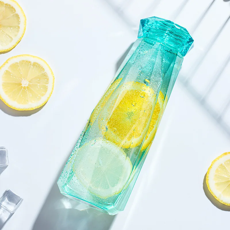 green Бутылка для путешествий, бутылка для воды, креативные бутылки, прозрачный стакан, драгоценные камни, моя бутылка 620 мл, H1216 - Цвет: green