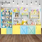 Весенний Пасхальный фон красочный кухонный шкаф кролики детский душ новорожденный Декор деревянный поварь фотозона фон фотосессия