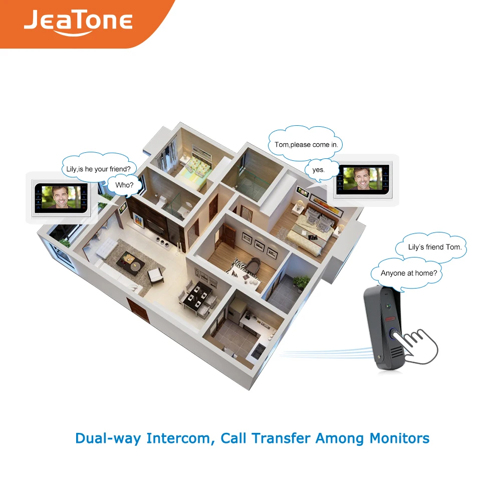 JeaTone Home домофон для наблюдения система 4 шт. 10 дюймовый ЖК монитор