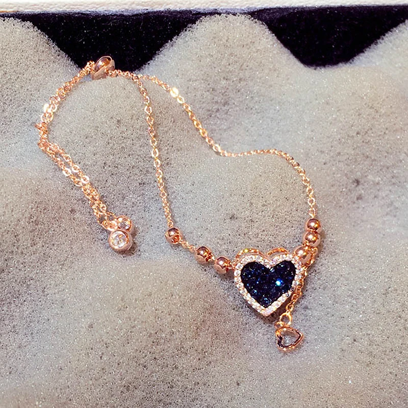 

Hot Sale Super Shine Inlaid Rhinestone Heart Bracelet for Women Cubic Zircon Temperament Colar Stylish Vogue Pendant